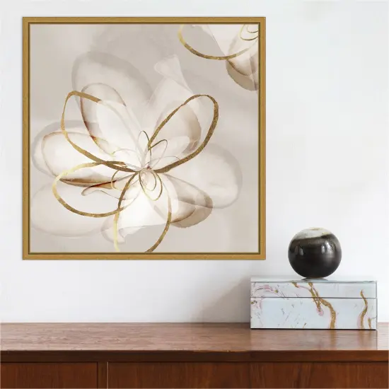 Transparent Beauty II (Floral) by Eva Watts Canvas Art Framed Gold {4}