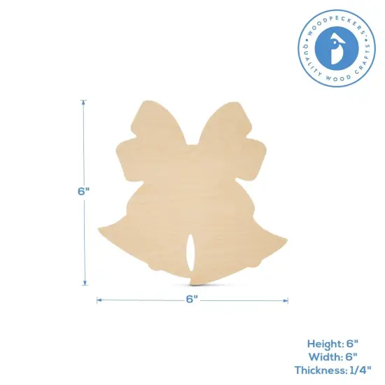 Christmas Bells Cutout Ornament, Multiple Sizes Available, Unfinished Wood Tree Decor | Woodpeckers {5}