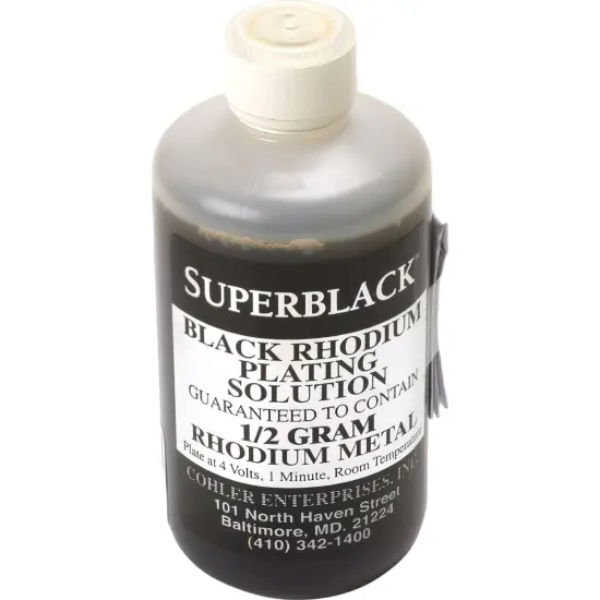 Superblack Black Rhodium Plating Solution 1/2 Gram Rhodium 1/2 Pint Solution {1}