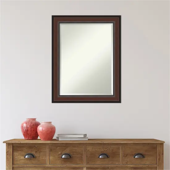 Beveled Bathroom Wall Mirror, Harvard Walnut Frame {5}