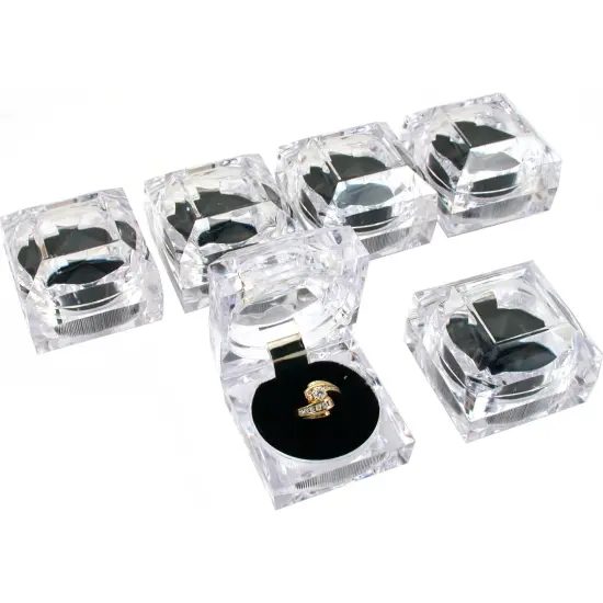 6 Large Mens Crystal Ring Jewelry Gift Boxes {1}