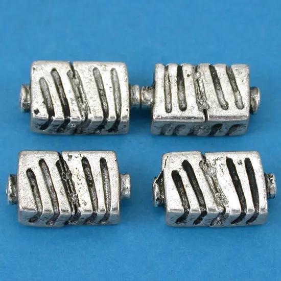 Fluted Rectangle Beads Antique Silver Plt 17mm Approx 4 {1}