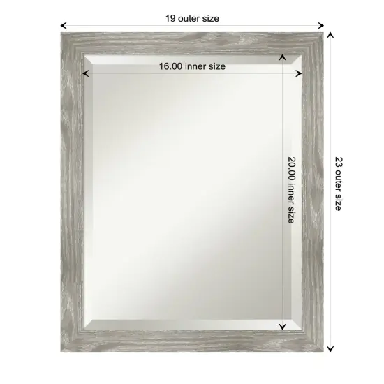 Beveled Bathroom Wall Mirror, Dove Greywash Square Frame {1}