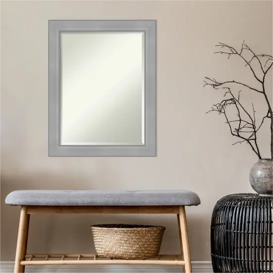 Beveled Bathroom Wall Mirror, Vista Brushed Nickel Frame {4}