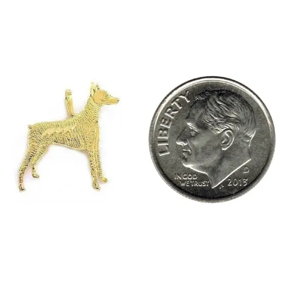 14K Yellow Gold Doberman Pinscher Charm Dog Jewelry {2}