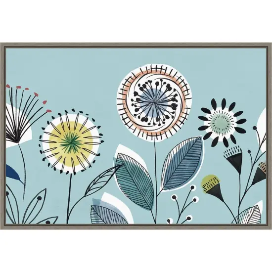 Scandi Florals I by Isabelle Z 23-in. W x 16-in. H. Canvas Wall Art Print Framed in Grey {1}