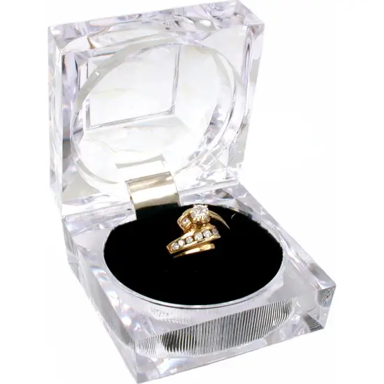 24 Clear Crystal Ring Gift Boxes 1 7/8" {4}