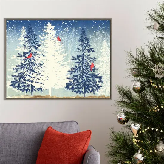 Snowy Christmas Trees by PI Studio Canvas Wall Art Print Framed Grey {4}