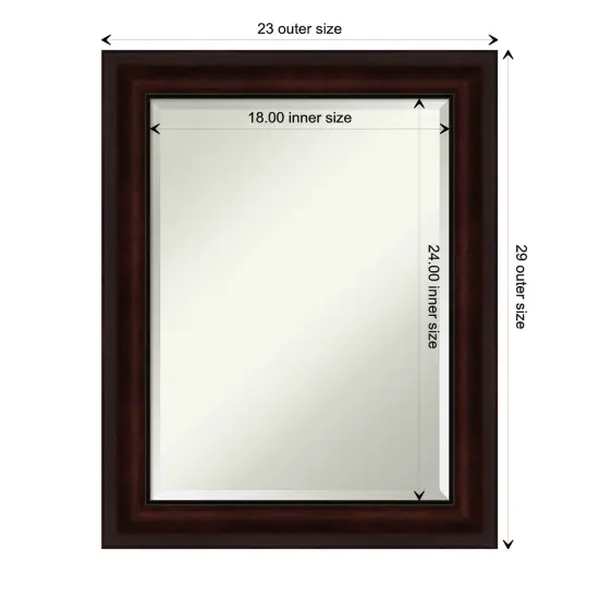 Beveled Bathroom Wall Mirror, Coffee Bean Brown Frame {1}
