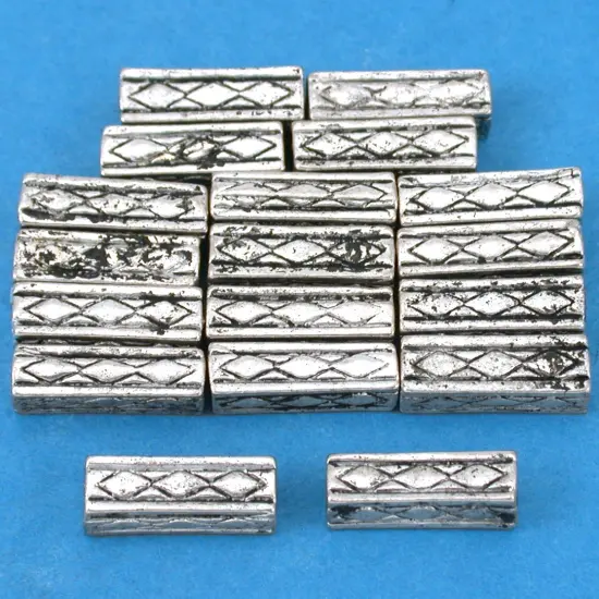 Rectangle Tube Beads Antique Silver Plt 12mm Approx 15 {1}