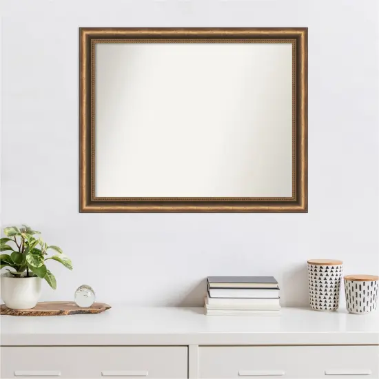 Amanti Art Non-Beveled Wood Wall Mirror, Manhattan Bronze Narrow Frame {6}