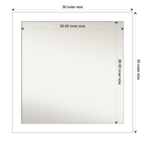 Amanti Art Non-Beveled Wall Mirror, Wedge White Frame {1}