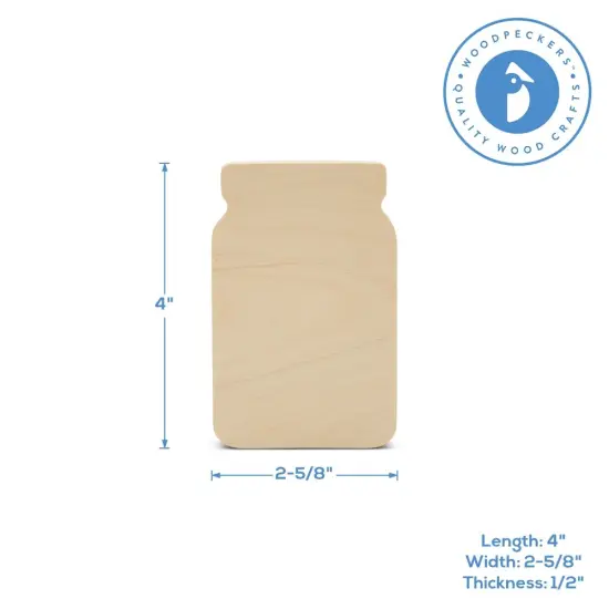 Chunky Wooden Mason Jar Cutout 4", Spring Tiered Tray Decor/Crafts | Woodpeckers {5}