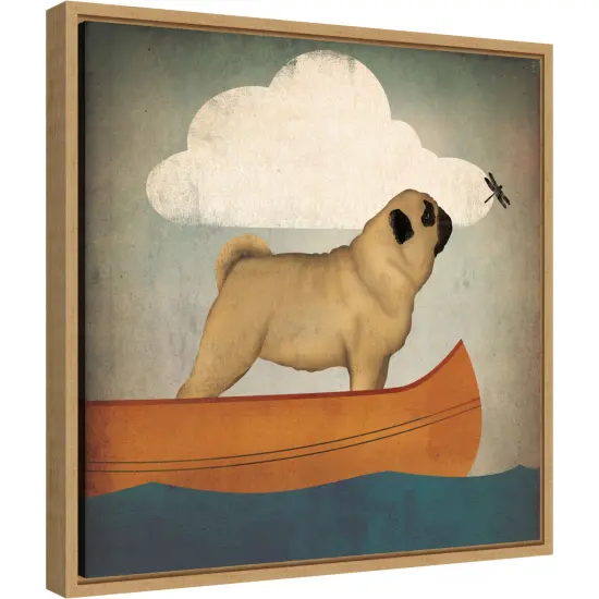Pug Canoe Co by Ryan Fowler Canvas Art Framed Natural {2}