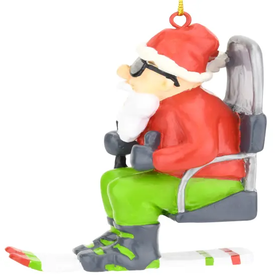 Skiing Santa on a Chairlift Christmas Ornament {3}