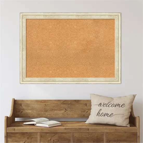 Cork Board, Country White Wash Wood Frame - Bulletin Board, Organization Board, Pin Board {6}