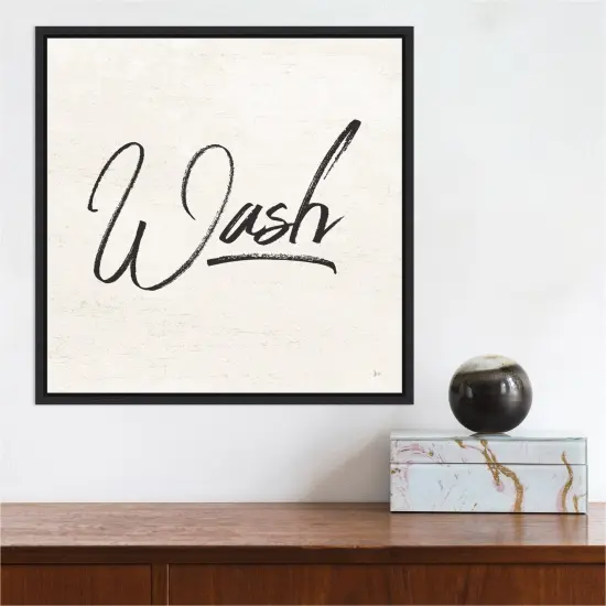 Laundry Script I by Jess Aiken Canvas Wall Art Print Framed Black {4}
