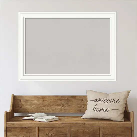 Cork Board, Craftsman White Wood Frame - Bulletin Board, Organization Board, Pin Board Grey Cork {6}