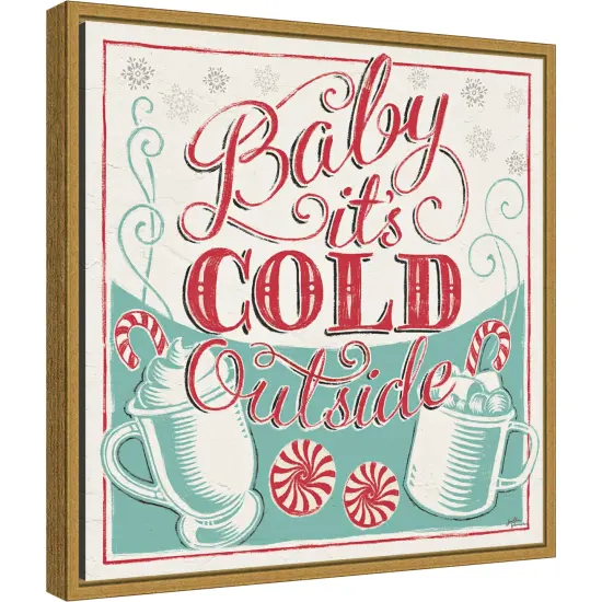 Merry Little Christmas II by Janelle Penner Canvas Wall Art Print Framed Gold {1}