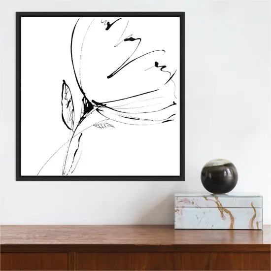 Whisper 1 (Flower) by Lesia Binkin 16-in. W x 16-in. H. Canvas Wall Art Print Framed in Black {5}