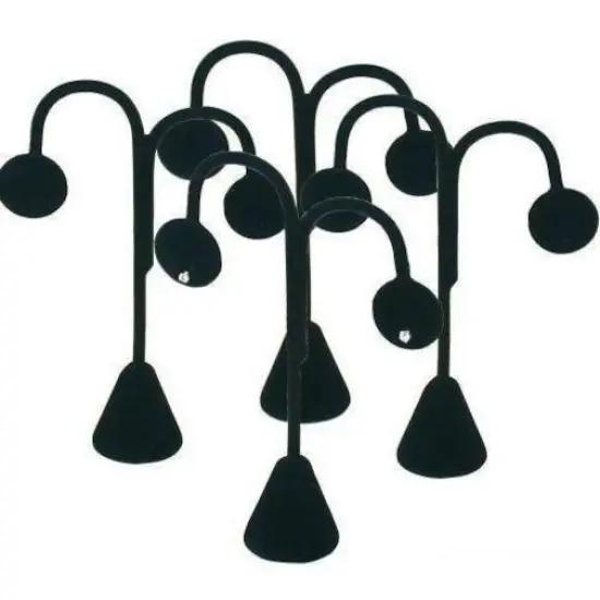 4 Black Velvet Earring Tree Hoop Stud Showcase Displays 4.75" {1}