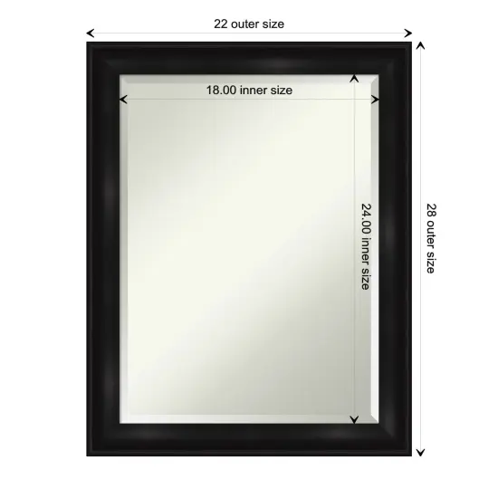 Beveled Bathroom Wall Mirror, Grand Black Narrow Frame {1}