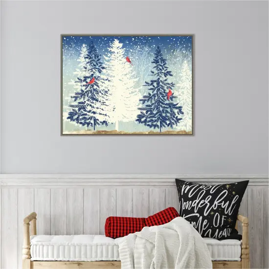 Snowy Christmas Trees by PI Studio Canvas Wall Art Print Framed Grey {5}