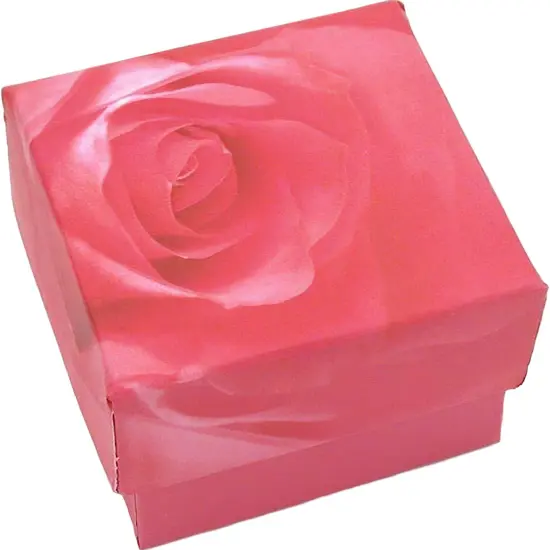 25 Pink Rose Cotton Ring Gift Boxes Jewelry Display {3}