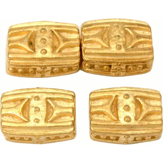 Bali Rectangle Beads Gold Plated Beading 14mm Approx 4 {1}