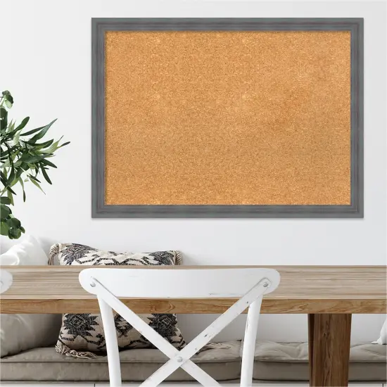 Cork Board, Dixie Blue Grey Rustic Wood Frame - Bulletin Board, Organization Board, Pin Board Natural Cork {4}