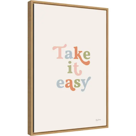 Take it Easy Pastel by Becky Thorns 16-in. W x 23-in. H. Canvas Wall Art Print Framed in Natural {2}