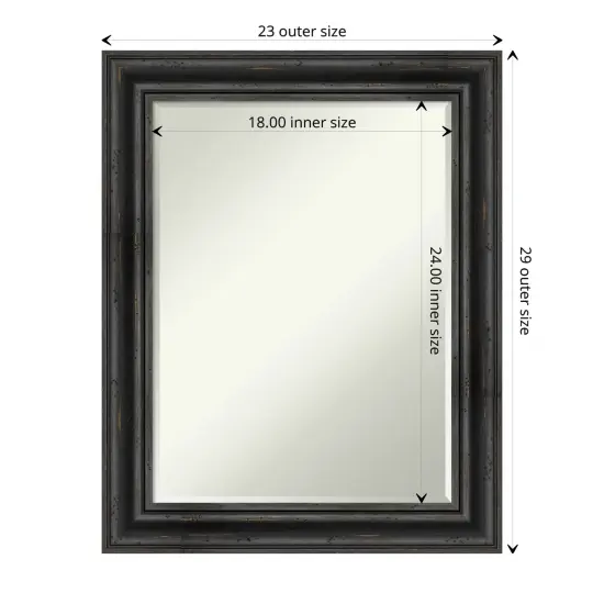 Petite Bevel Wood Wall Mirror, Rustic Pine Frame Rustic Pine Black {1}