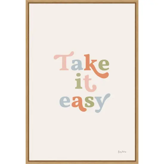 Take it Easy Pastel by Becky Thorns 16-in. W x 23-in. H. Canvas Wall Art Print Framed in Natural {1}