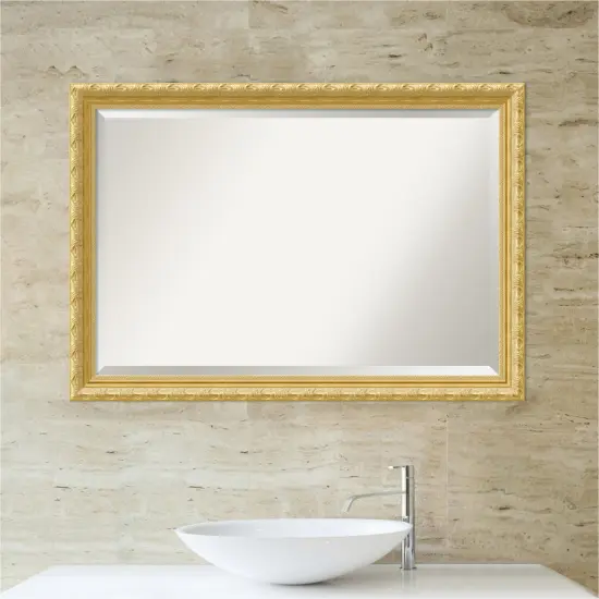 Beveled Wood Bathroom Wall Mirror, Versailles Gold Frame {4}