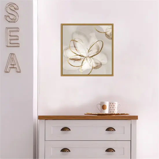 Transparent Beauty II (Floral) by Eva Watts Canvas Art Framed Gold {5}