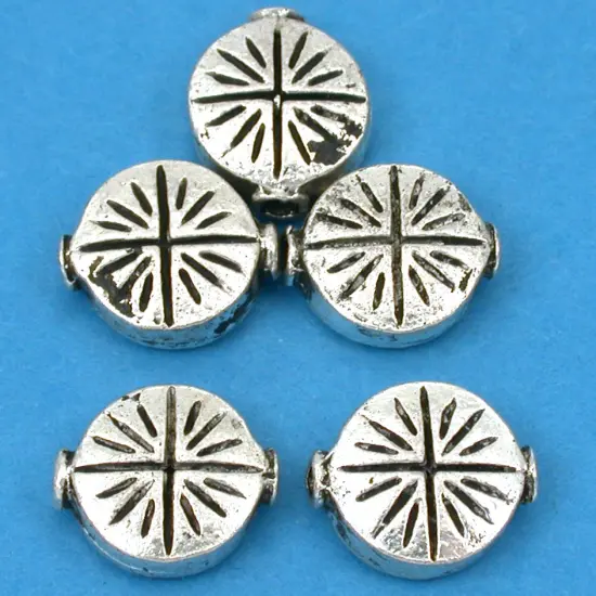 Fluted Star Beads Antique Silver Plated 9.5mm Approx 4 {1}