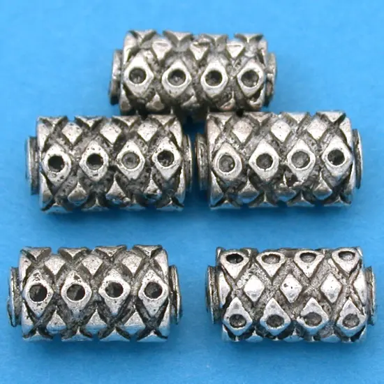 17g Bali Square Tube Bead Antq Silver Plt 14mm Approx 5 {1}
