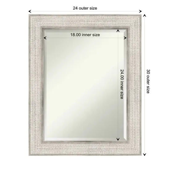 Beveled Wood Bathroom Wall Mirror, Trellis Silver Frame {1}