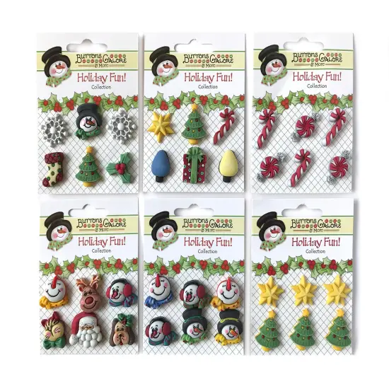 Buttons Galore and More 3D Novelty Buttons &ndash; Holiday Fun Group Christmas Bundle - 36 Pcs {1}