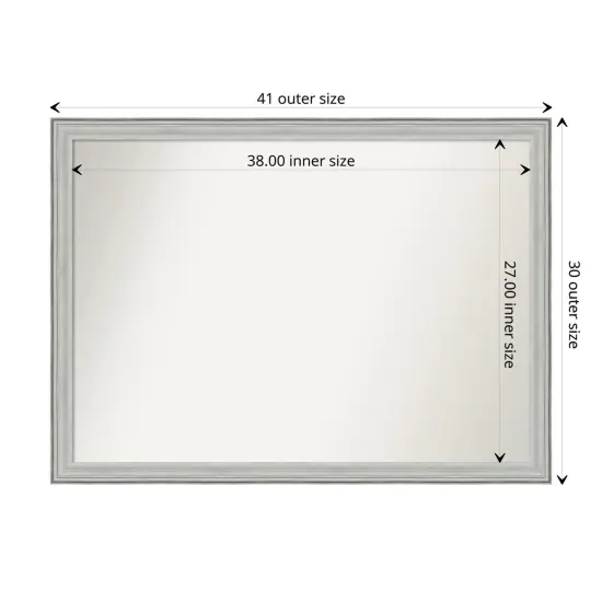 Amanti Art Non-Beveled Wood Wall Mirror, Bel Volto Silver Frame {1}