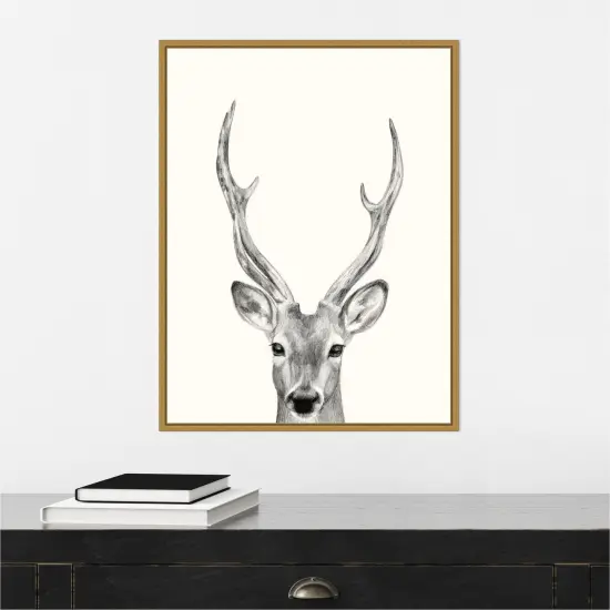 Animal Mug IV (Deer) by Victoria Borges Canvas Wall Art Print Framed Gold {6}