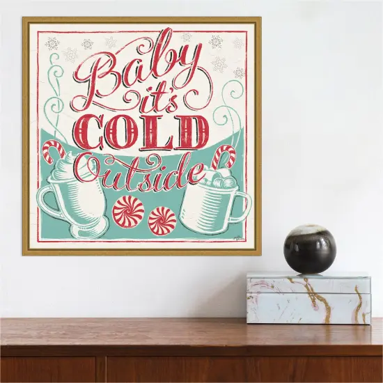 Merry Little Christmas II by Janelle Penner Canvas Wall Art Print Framed Gold {4}