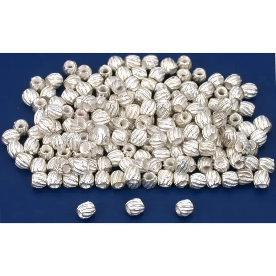 Bali Tube Beads Silver Plated Barrel 3mm Approx 185Pcs {1}