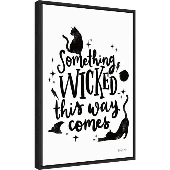 Sophisticated Spooky IV Cat by Becky Thorns 16-in. W x 23-in. H. Canvas Wall Art Print Framed in Black {1}