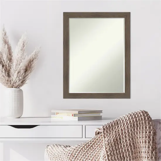 Petite Bevel Wood Wall Mirror, Hardwood Narrow Frame Hardwood Mocha Narrow {6}