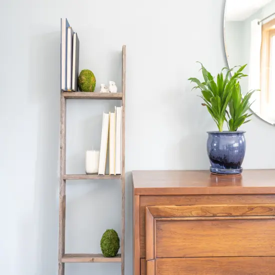 Rustic Farmhouse 4ft Reclaimed Wood Decorative Bookcase Picket Ladder Grey {5}