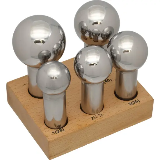 Large 5 Piece Dapping Punch Set Doming Forming Range 28mm-45mm + Wood Block Base {1}