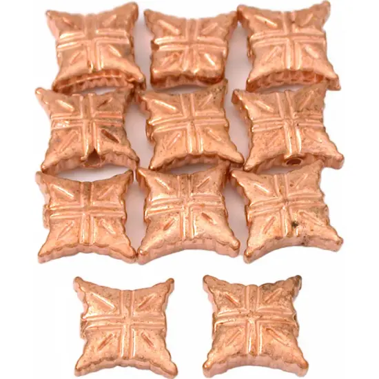 Bali Square Beads Copper Plated Beading 10mm Approx 10 {1}