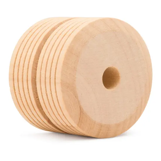 1-1/2" Thick Dual Treaded Mini Wood Wheel 2" Diameter, 1" Hole | Woodpeckers {3}
