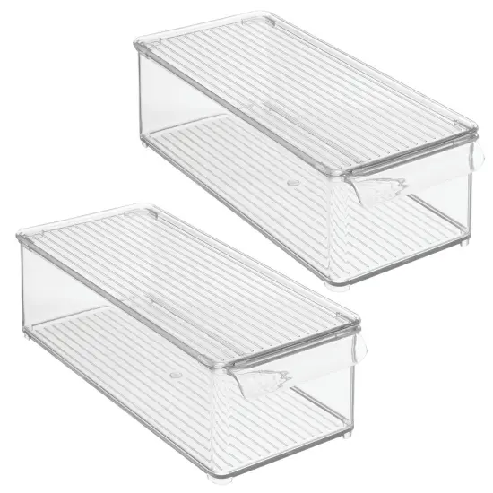 mDesign Plastic Kitchen Food Storage Bin with Handle, Lid, 2 Pack {1}